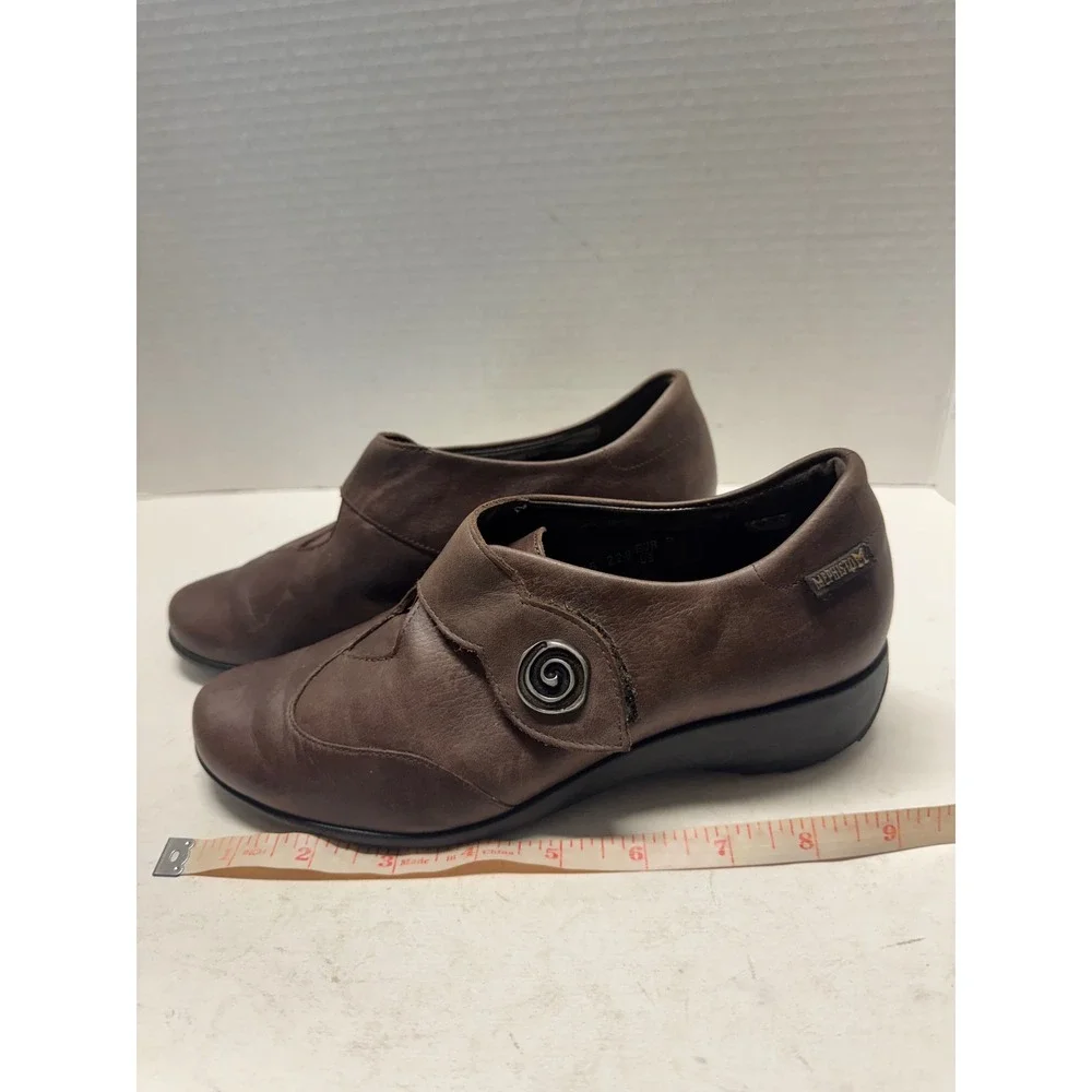 Mephisto Air-Jet Brown Leather Wedge Loafers Shoes Womens 5.5 22750 305 228